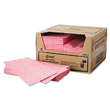 Chix Wet Wipes, 11 1/2 x 24, White/Pink, PK200 CHI 8311